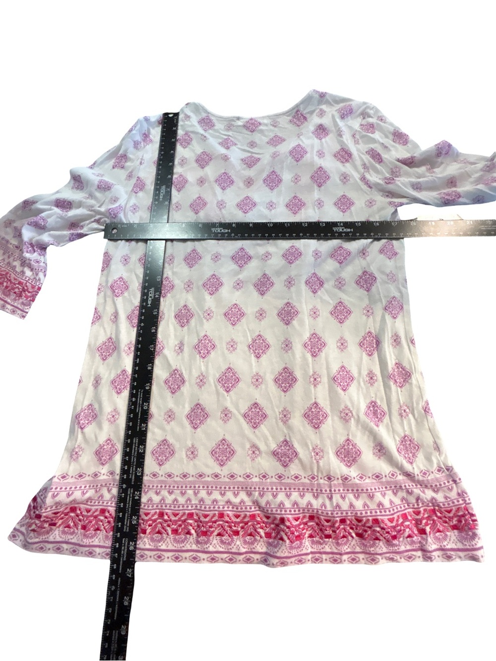Granola Girl Embroidered Boho Peasant Tunic Top White Pink Size M Lagenlook - Picture 5 of 5